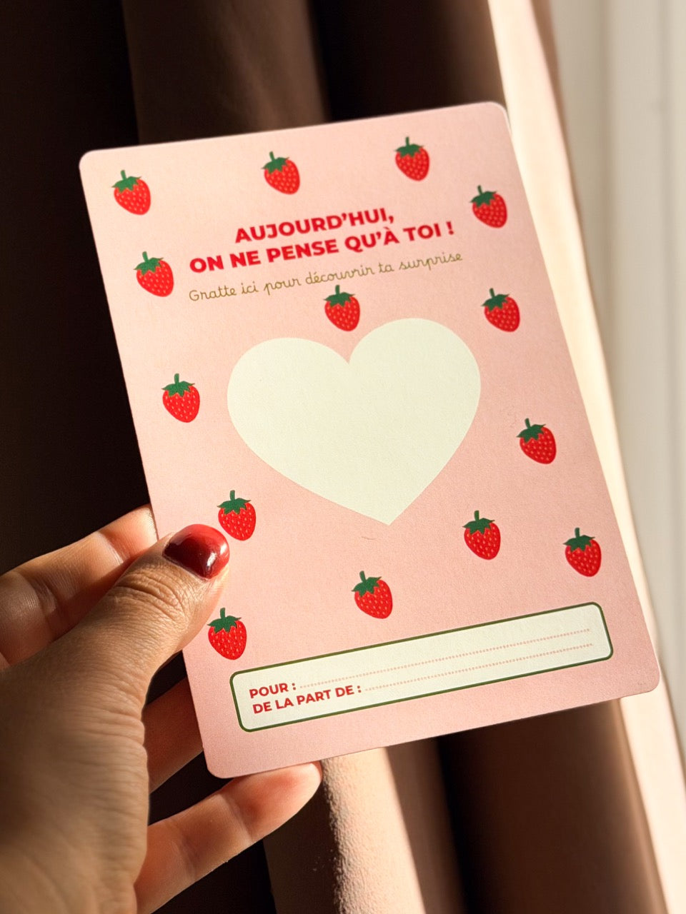 Carte à gratter personnalisée – Aujourd'hui on ne pense qu'à toi