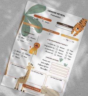 Gender Reveal Jungle  - 10 fiches A5