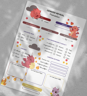 Gender Reveal Dragon - 10 fiches A5