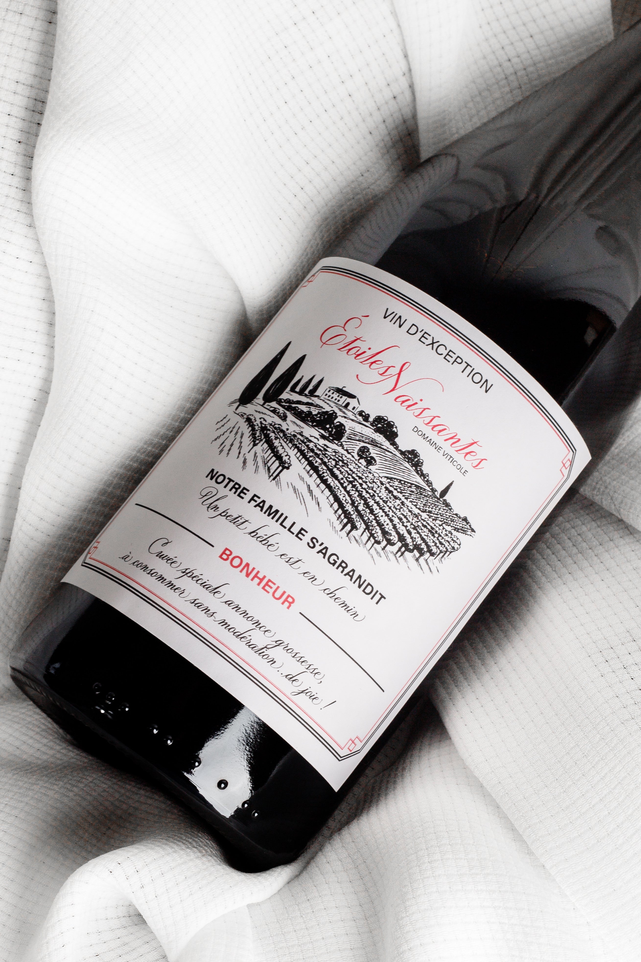 Étiquette vin annonce grossesse