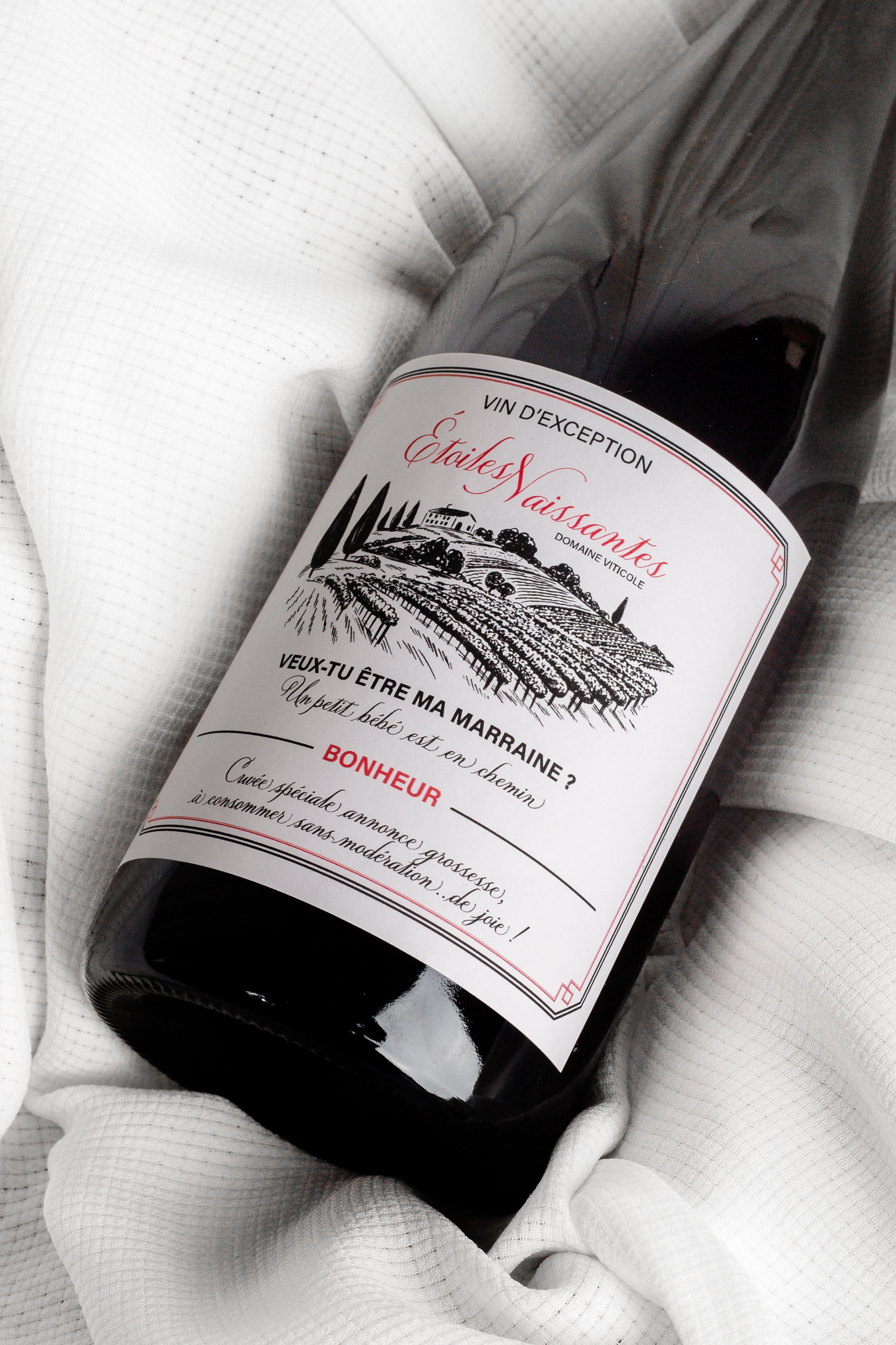 Étiquette vin annonce grossesse