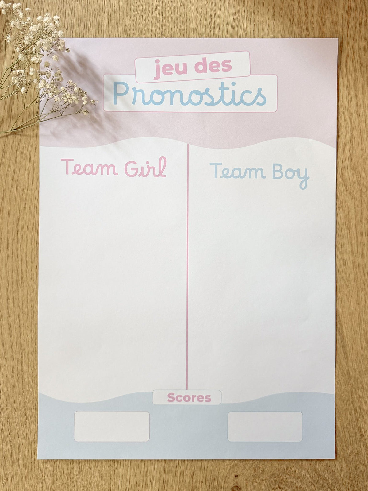 Affiche Jeu des pronostics Gender Reveal – A3
