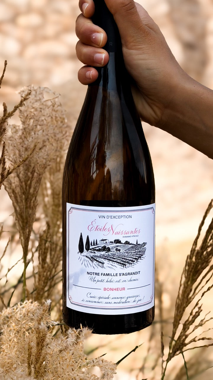 Étiquettes vin annonce de grossesse