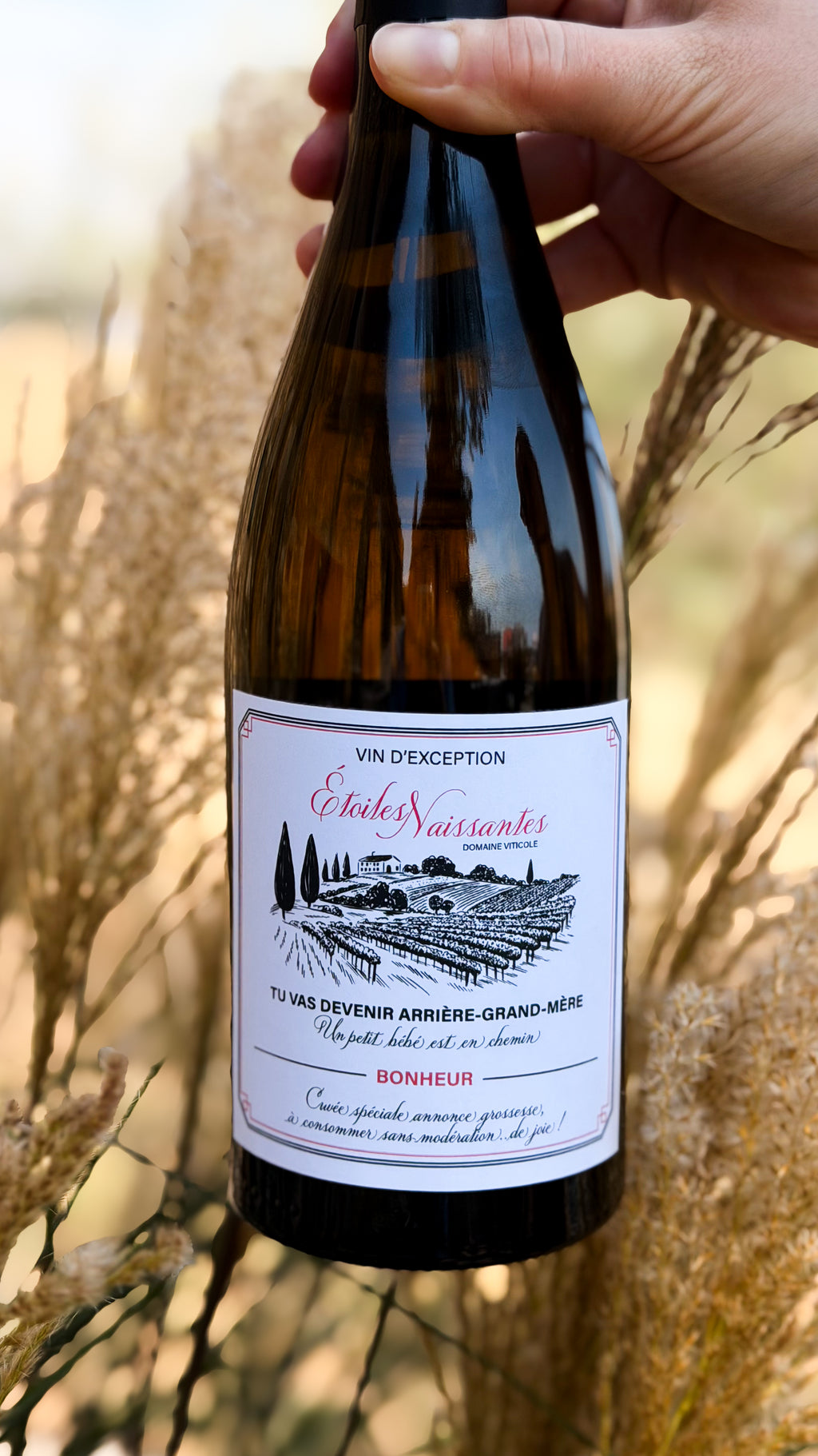 Étiquettes vin annonce de grossesse
