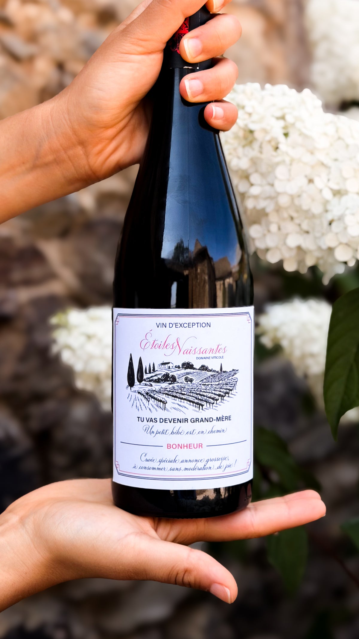 Étiquettes vin annonce de grossesse