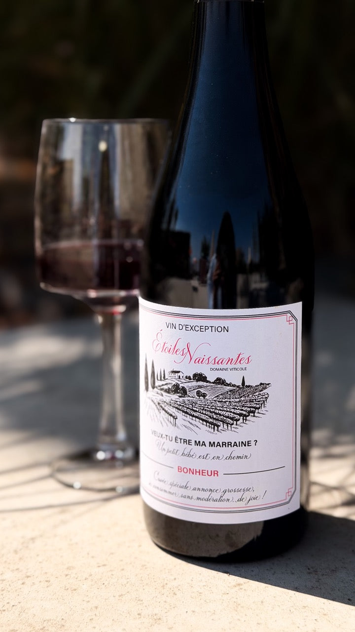 Étiquettes vin annonce de grossesse