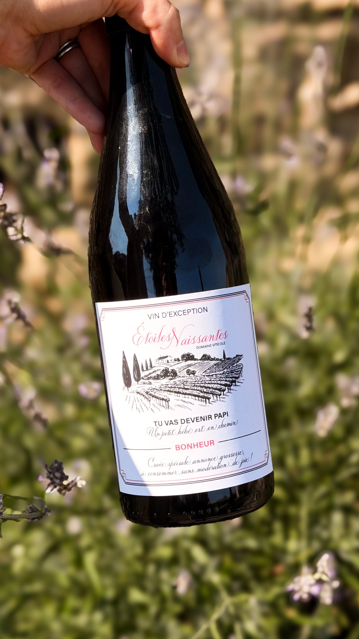 Étiquettes vin annonce de grossesse