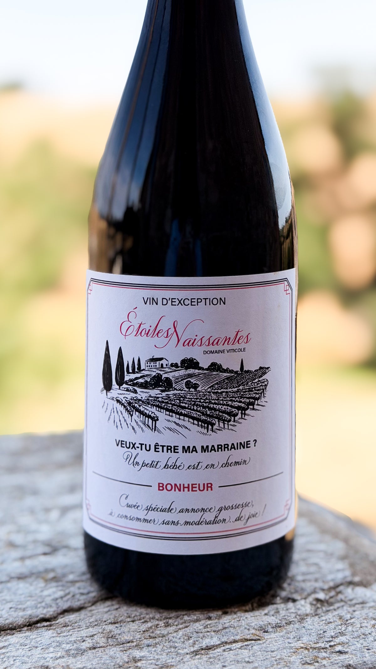 Étiquettes vin annonce de grossesse