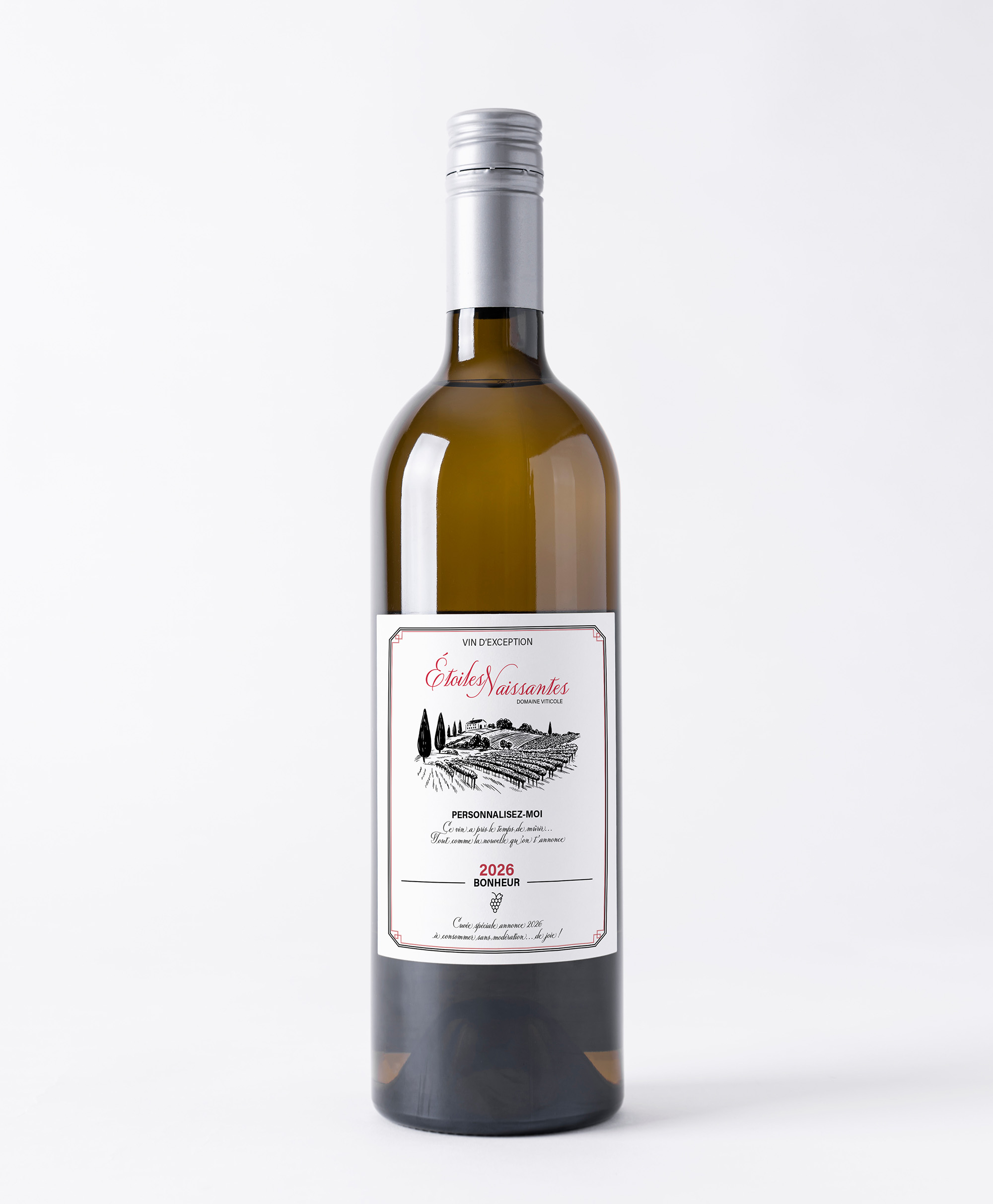 Bouteille étiquette annonce grossesse personnalisez mois